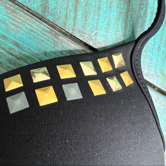 Pink Victoria’s Secret Studded Black Bikini Halter Top Size Medium - Picture 4 of 7